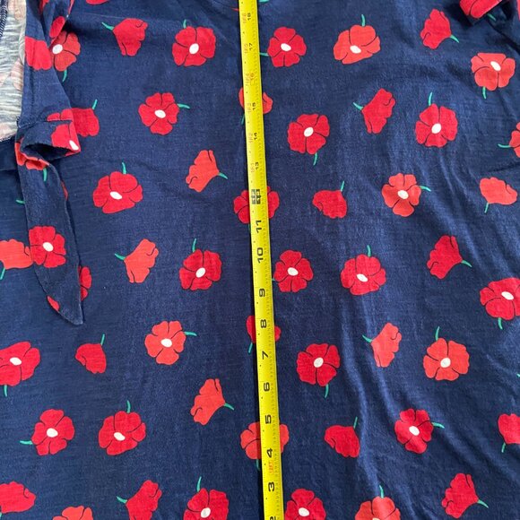 St John’s Bay XX-Large Navy Poppy Blouse Cold Shoulder, Shoulder Ties - Picture 5 of 7